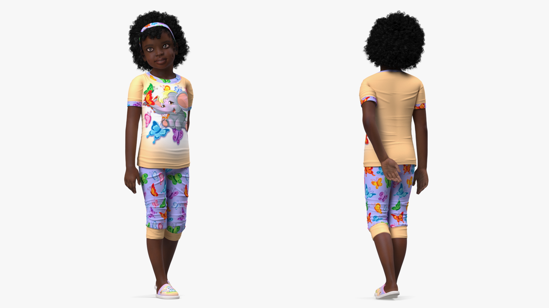 Black Child Girl Home Style 3D