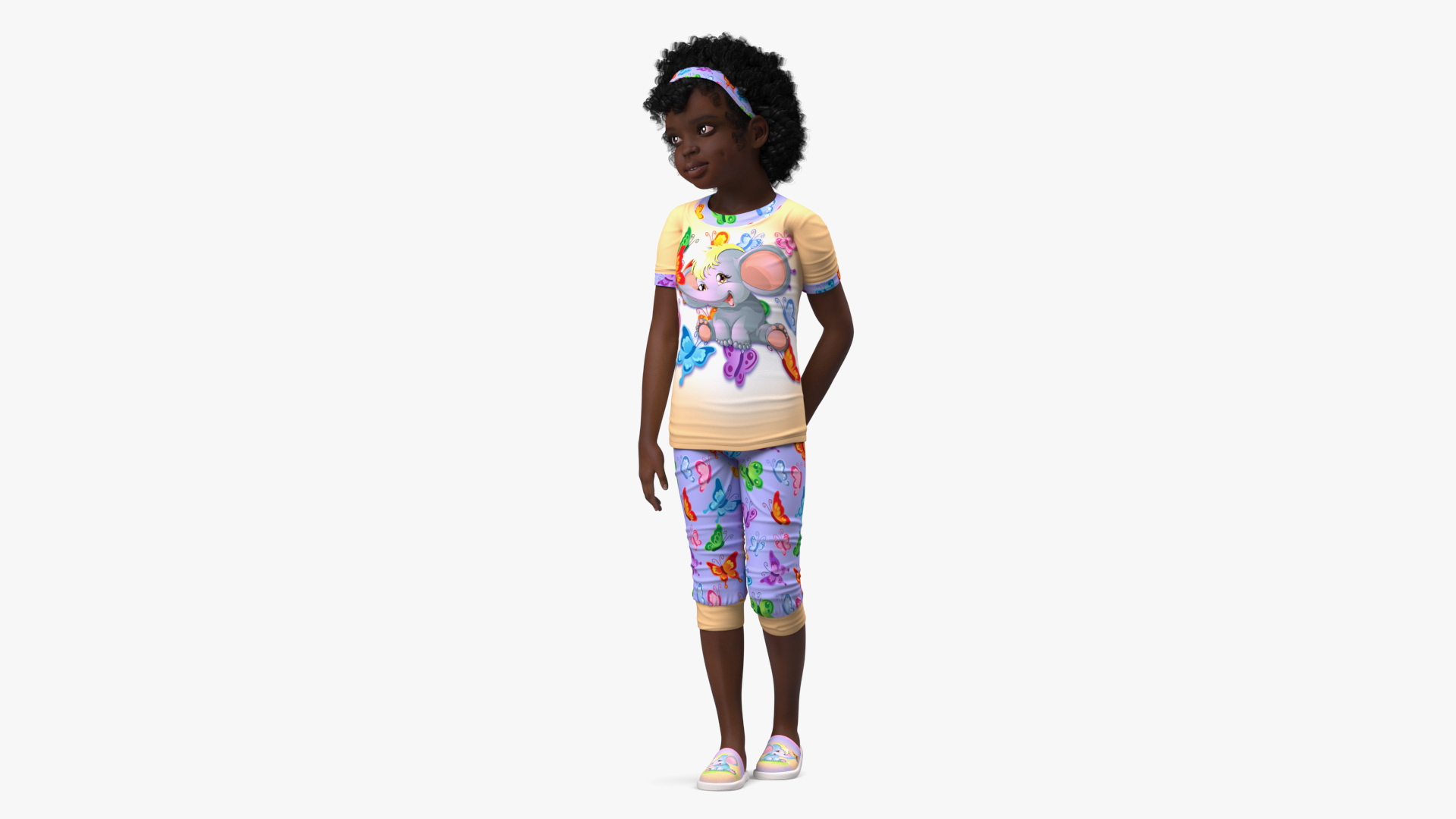 Black Child Girl Home Style 3D