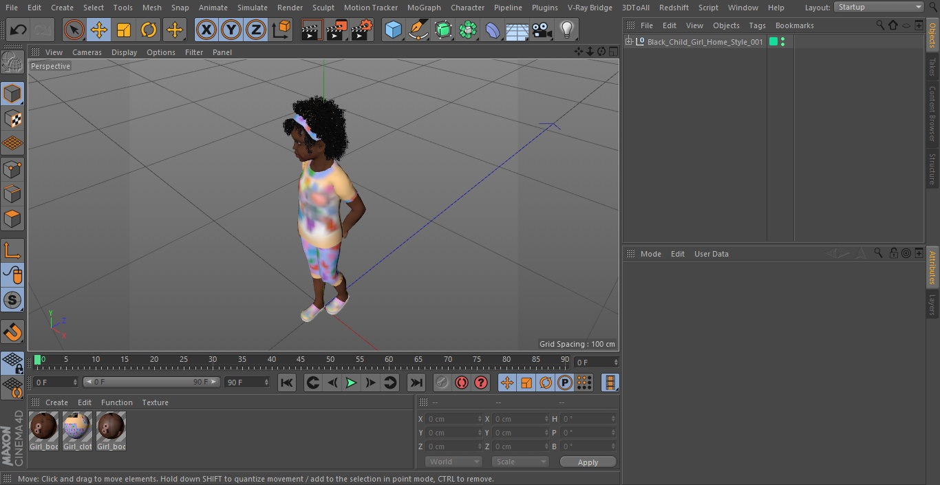 Black Child Girl Home Style 3D