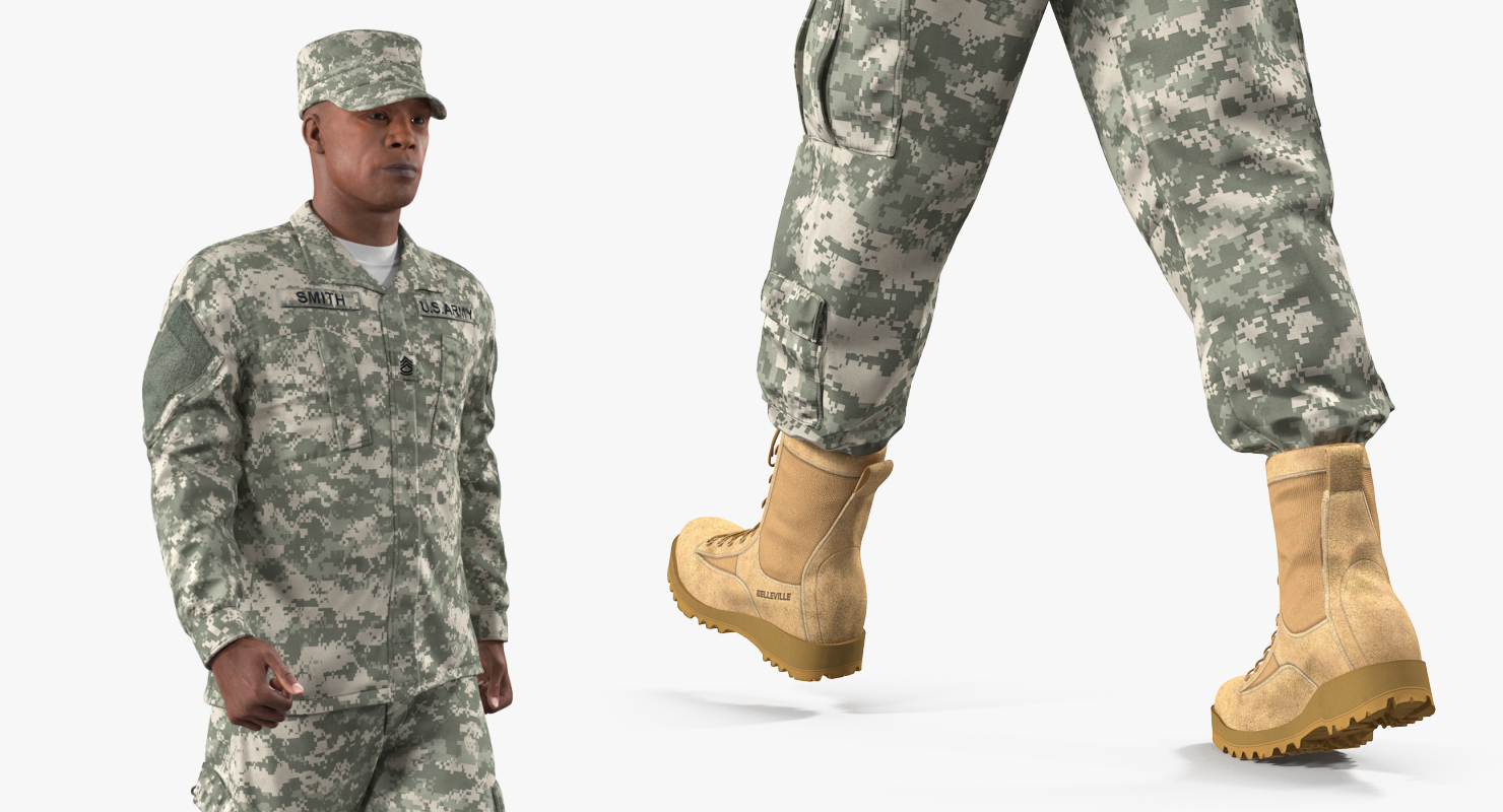 3D US Army Soldier Marching Fur model