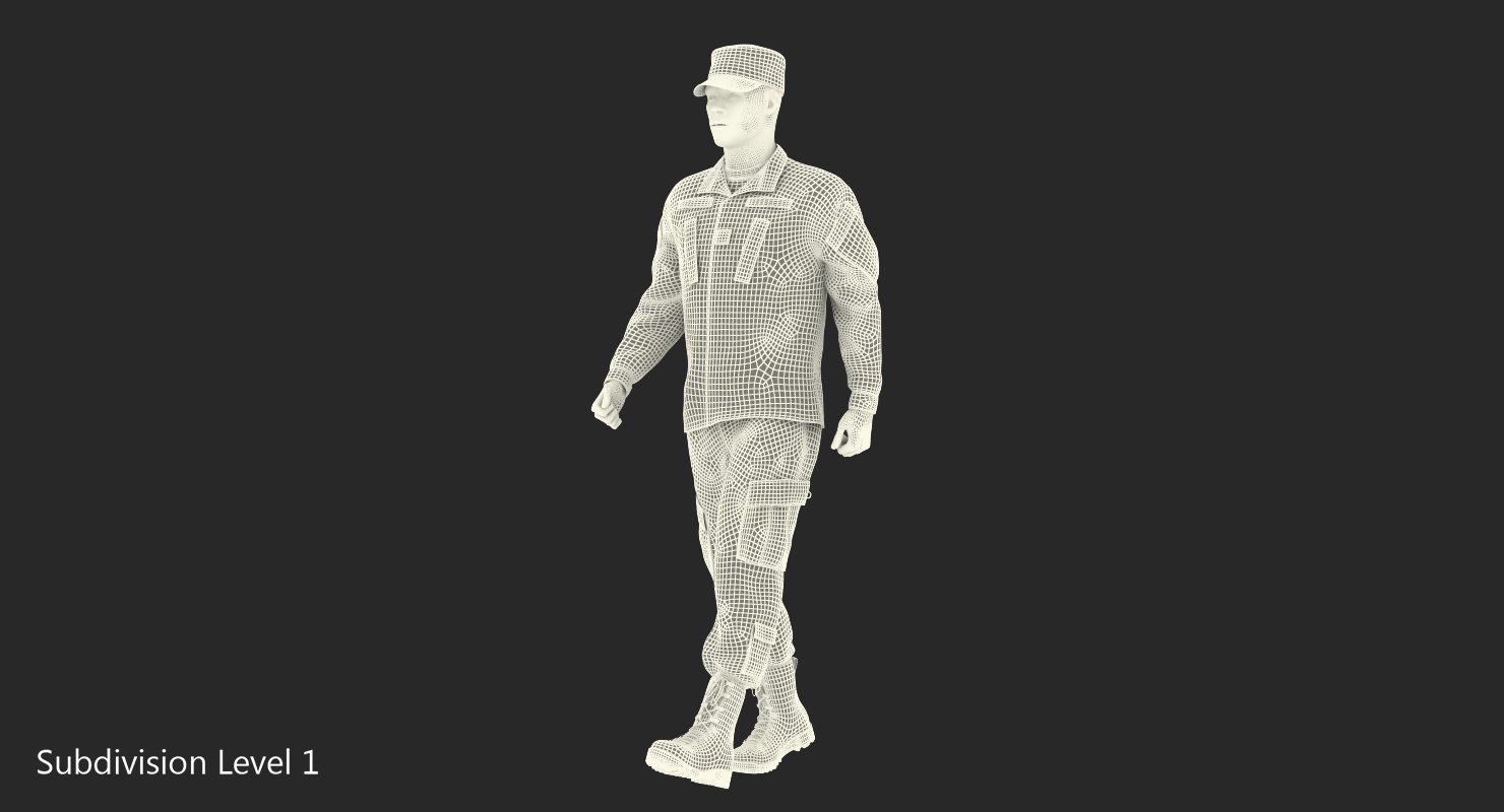 3D US Army Soldier Marching Fur model