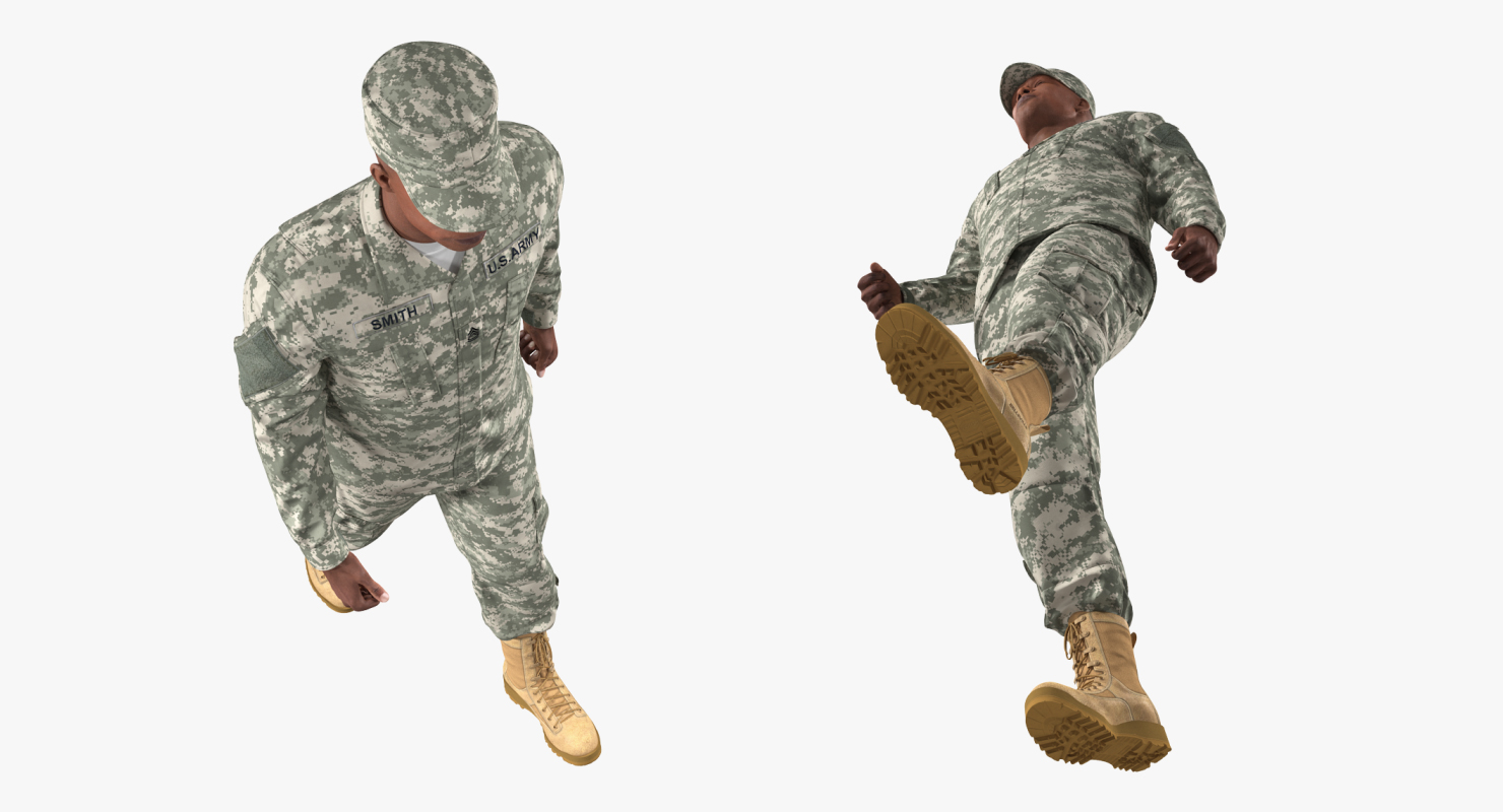 3D US Army Soldier Marching Fur model