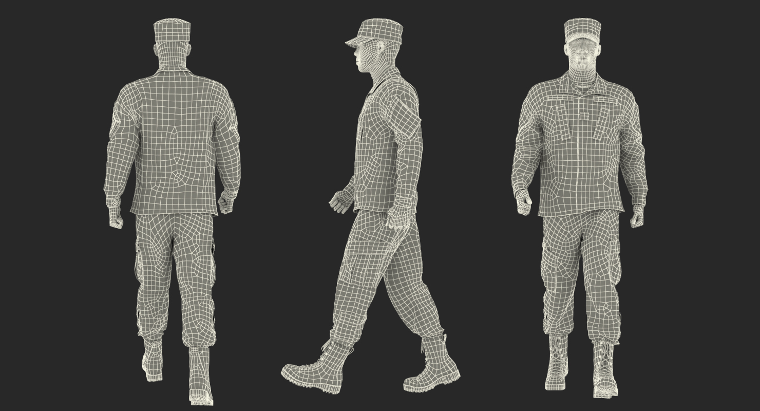 3D US Army Soldier Marching Fur model