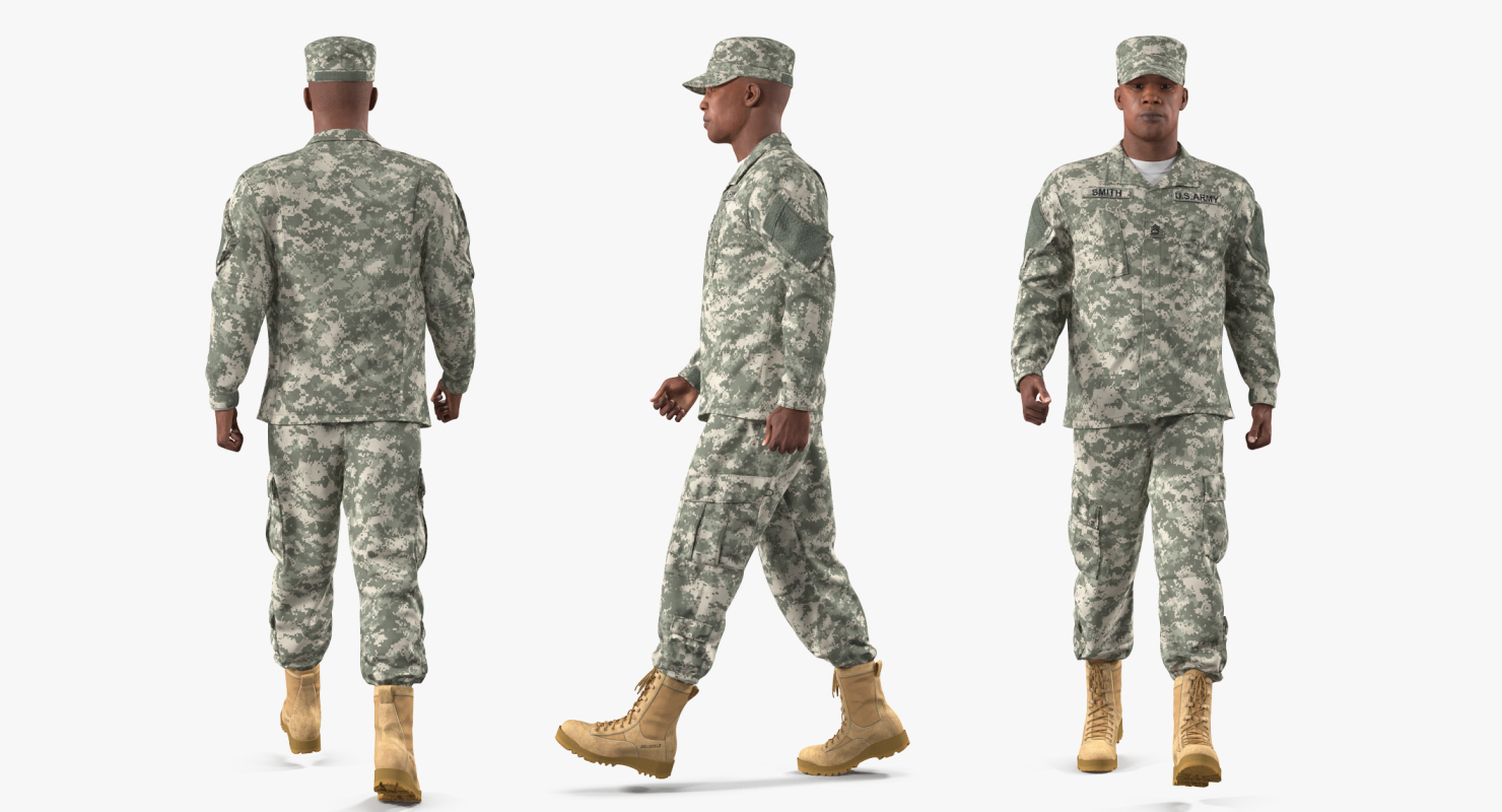 3D US Army Soldier Marching Fur model