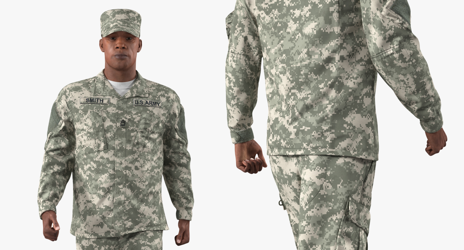 3D US Army Soldier Marching Fur model