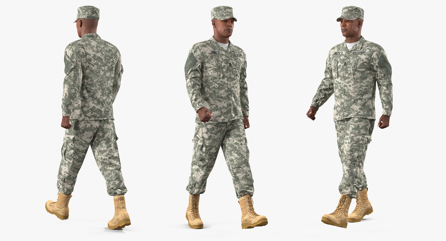 3D US Army Soldier Marching Fur model