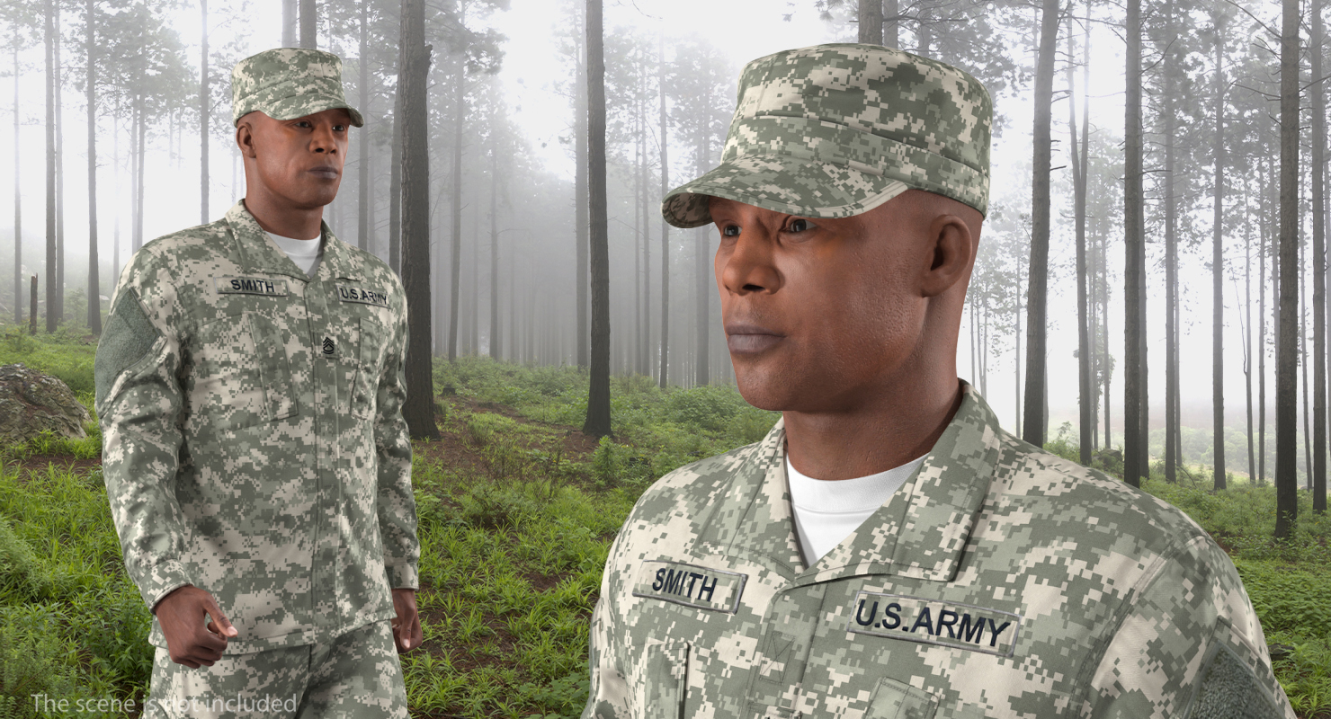 3D US Army Soldier Marching Fur model