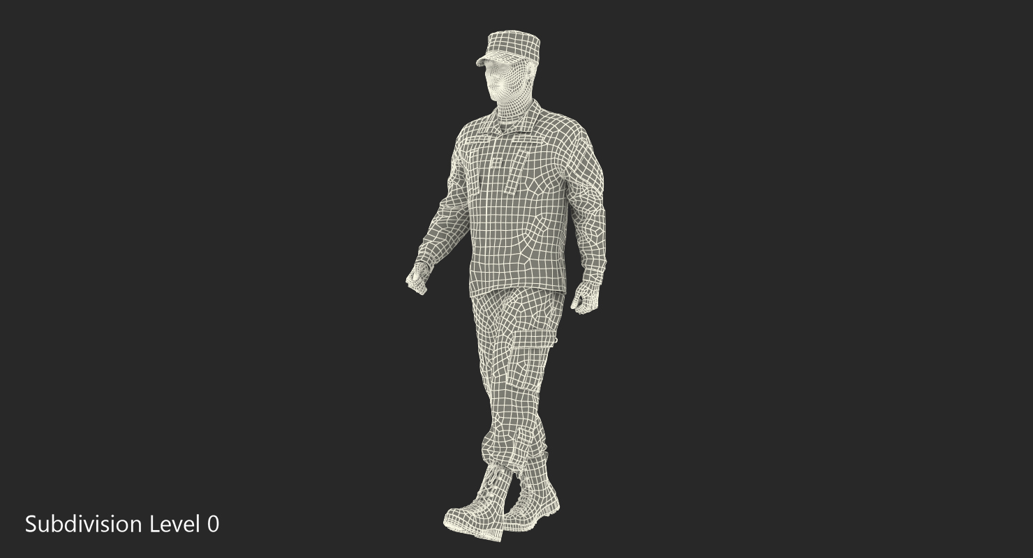 3D US Army Soldier Marching Fur model