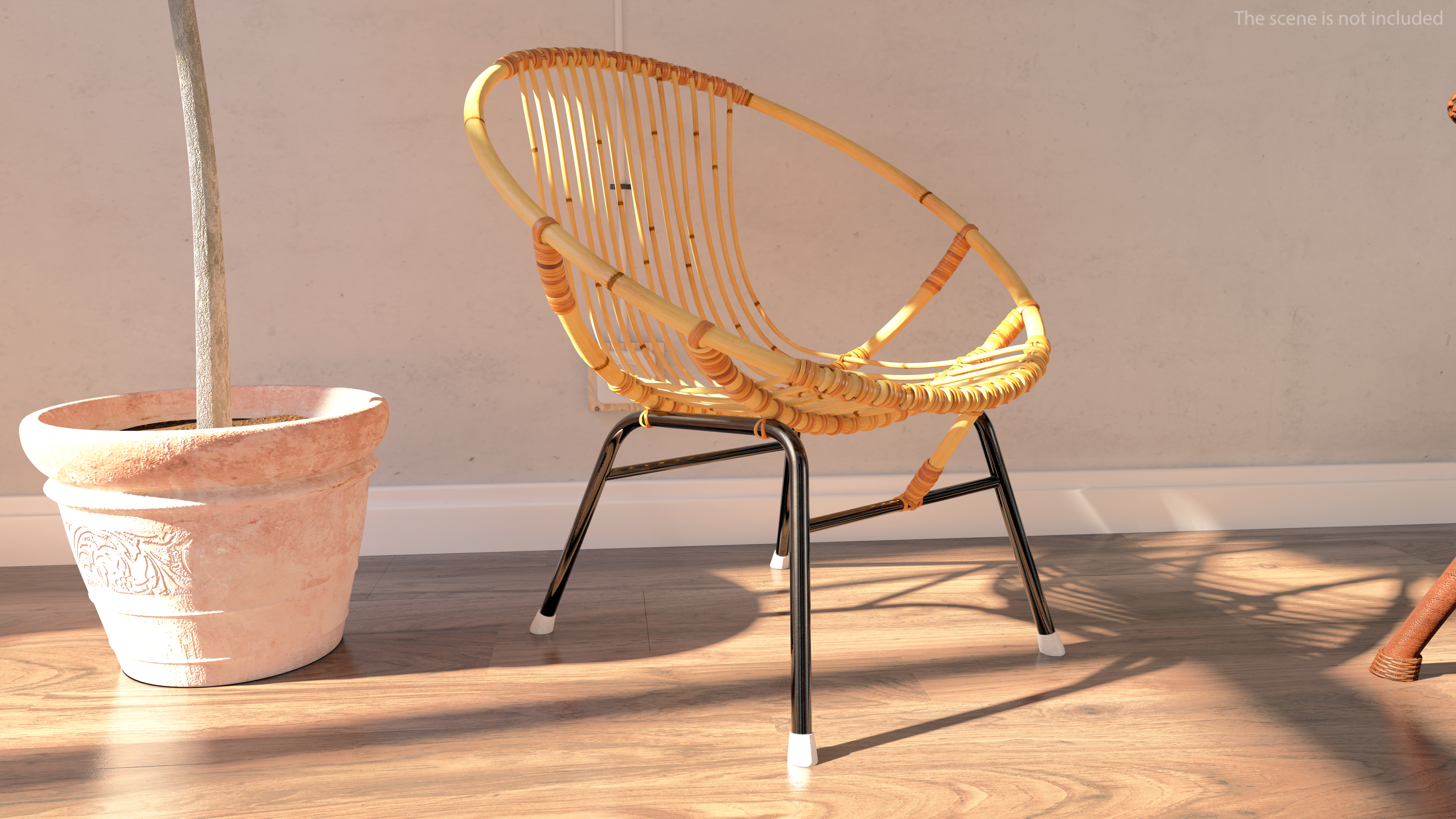 3D Vintage Bamboo Round Chair