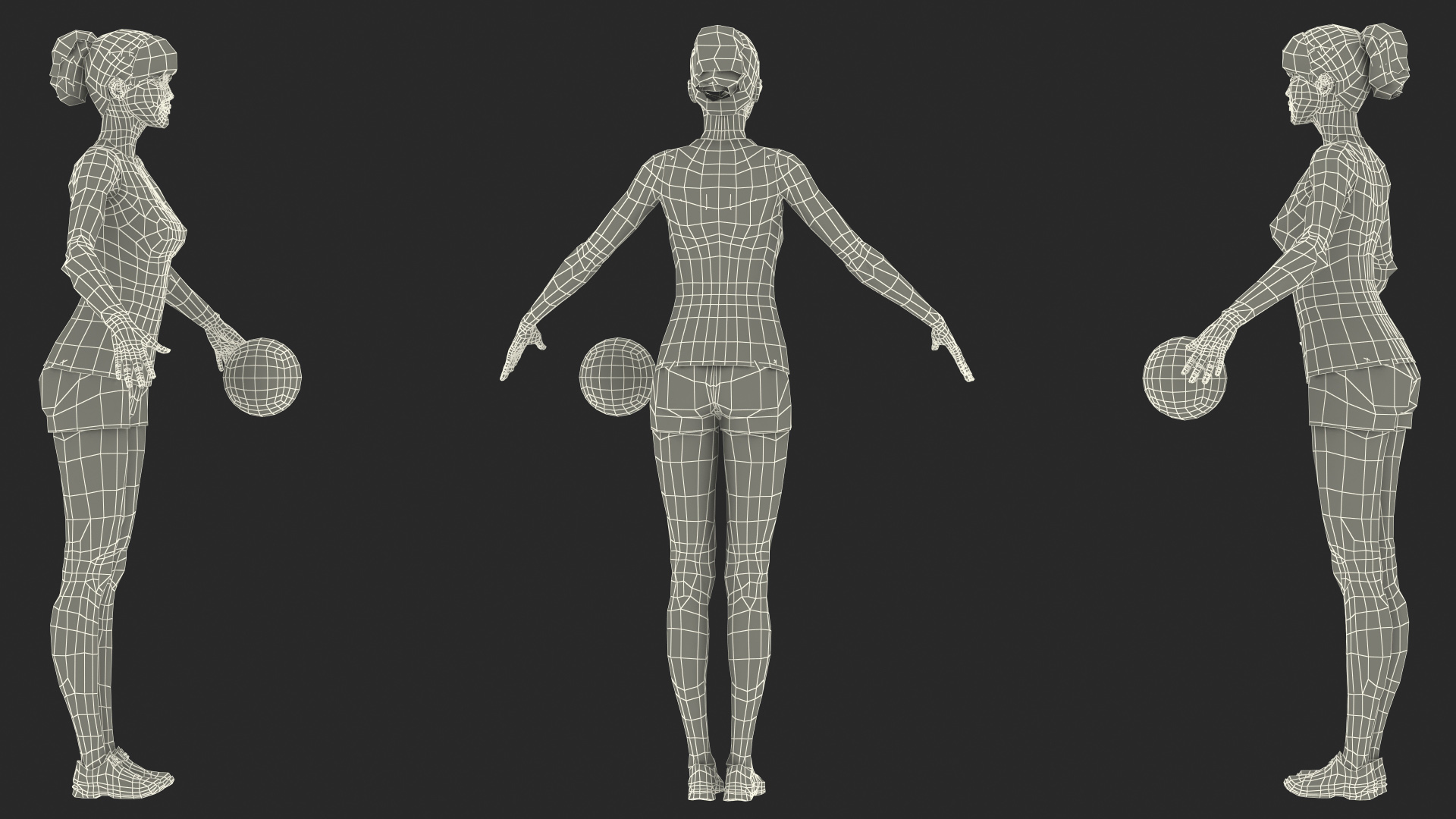 Young Chinese Woman Volleyball Player T-pose 3D model