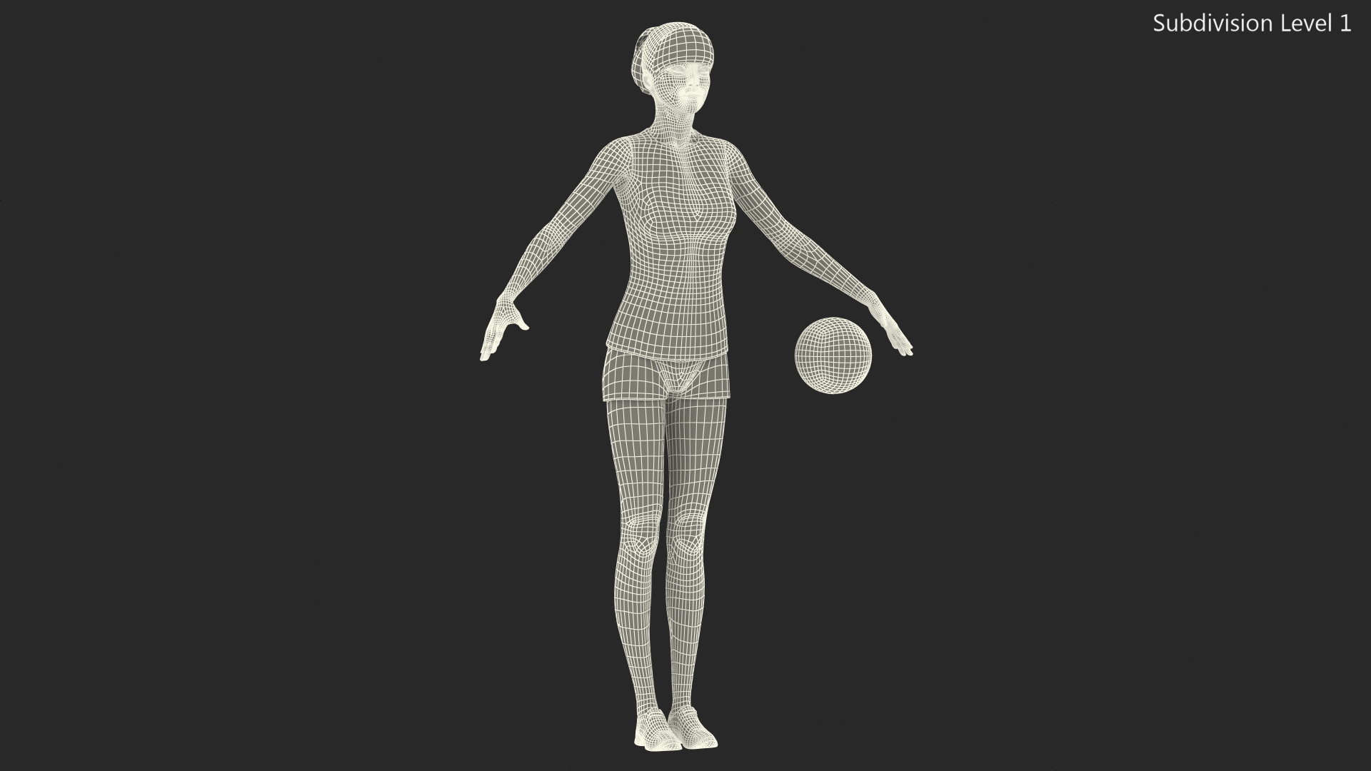 Young Chinese Woman Volleyball Player T-pose 3D model