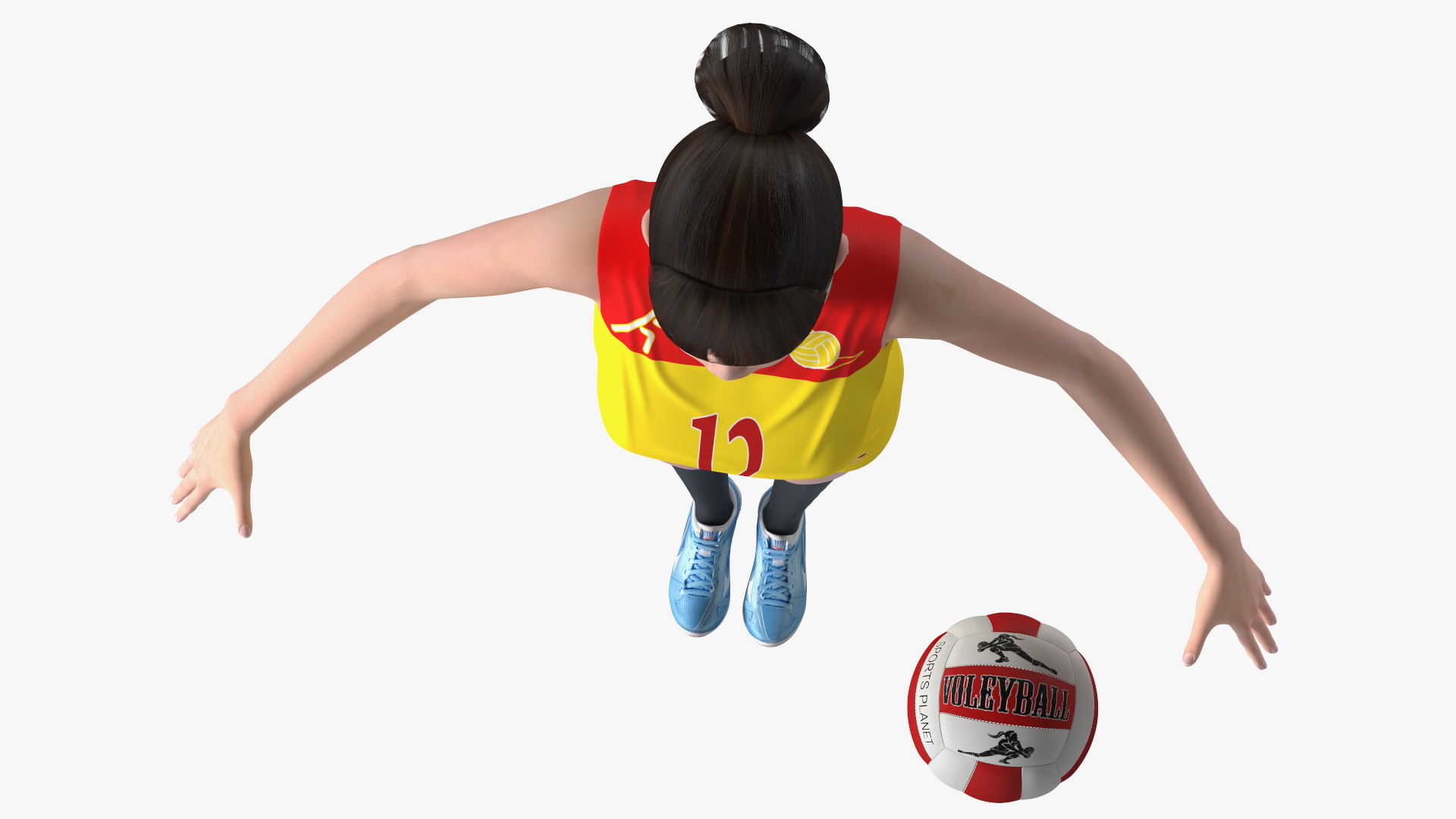 Young Chinese Woman Volleyball Player T-pose 3D model