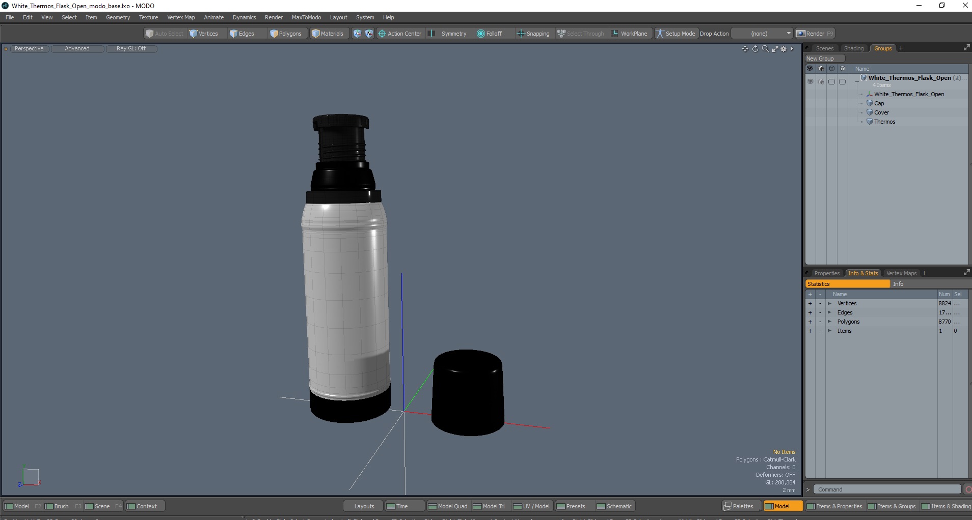 White Thermos Flask Open 3D model