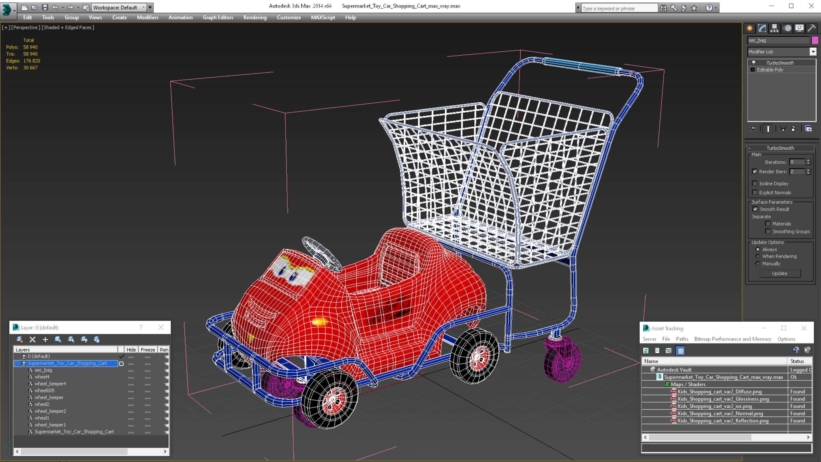 3D Supermarket Toy Car Shopping Cart model