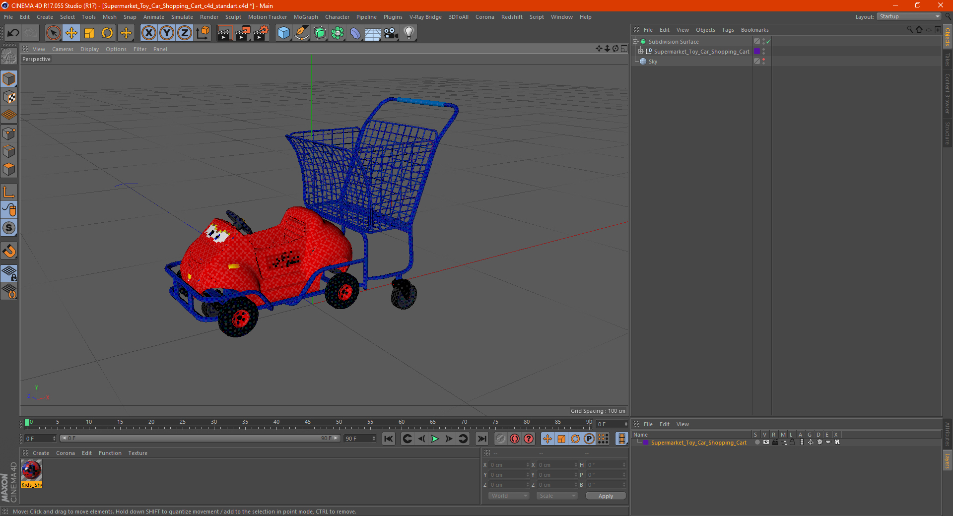 3D Supermarket Toy Car Shopping Cart model