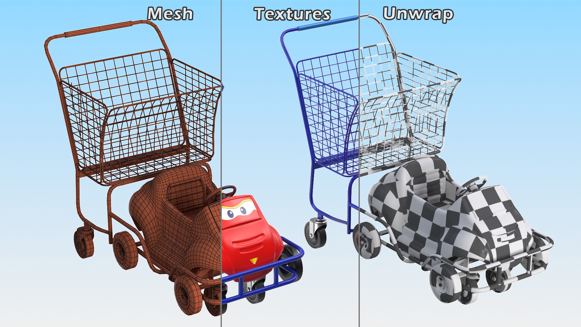 3D Supermarket Toy Car Shopping Cart model