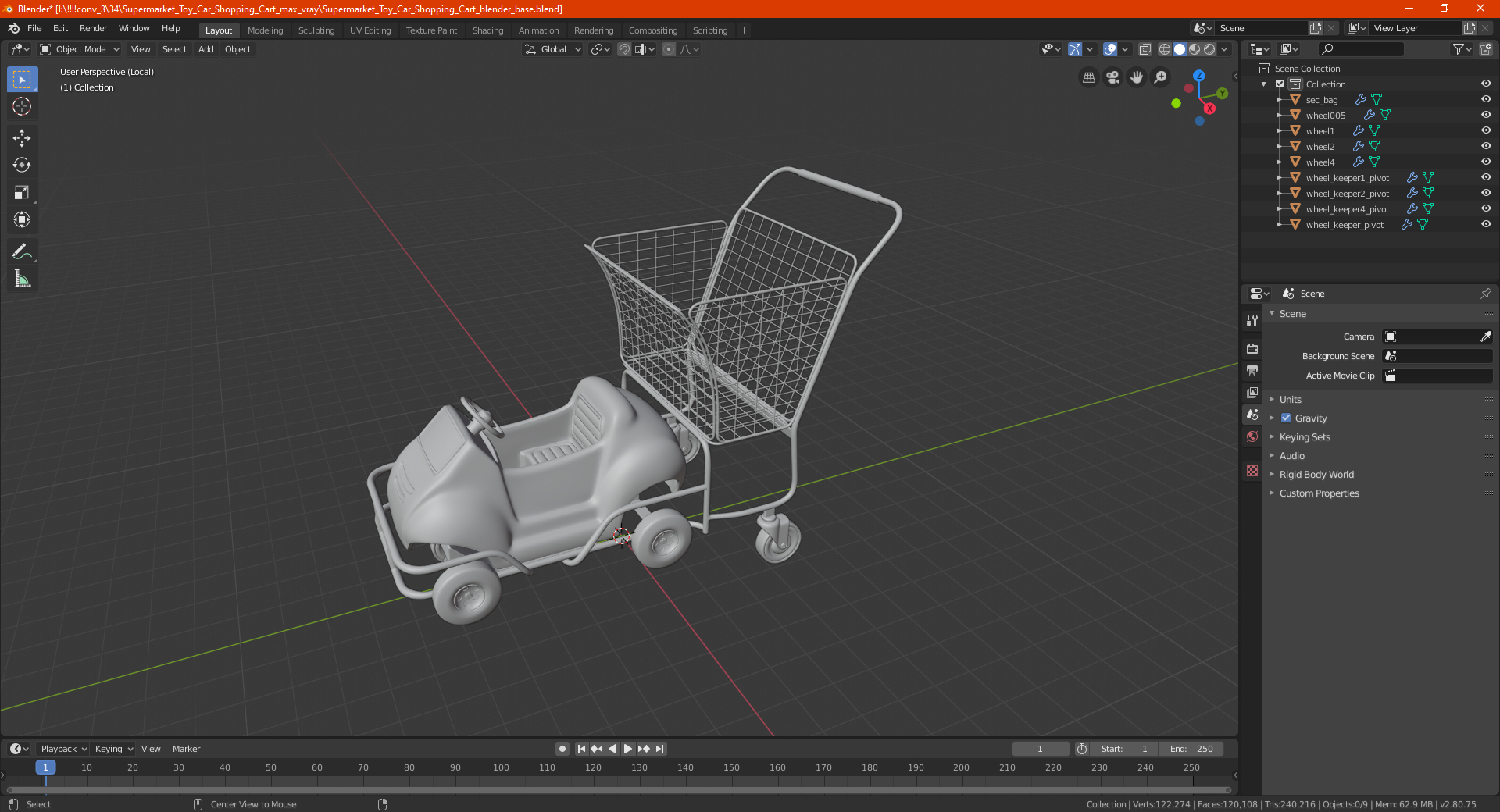 3D Supermarket Toy Car Shopping Cart model