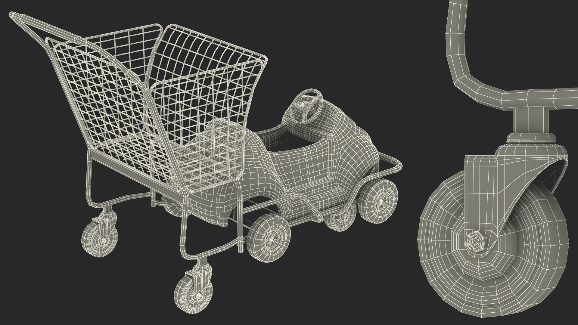 3D Supermarket Toy Car Shopping Cart model