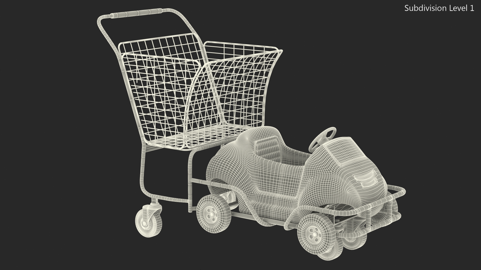 3D Supermarket Toy Car Shopping Cart model