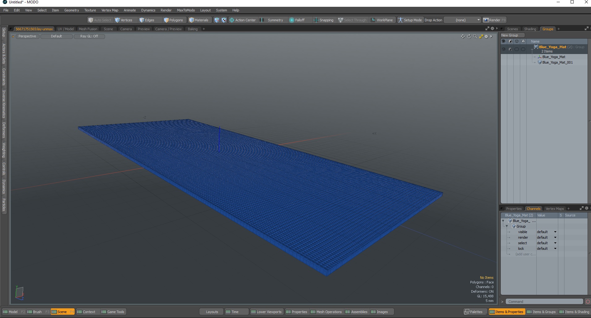 3D Blue Yoga Mat model