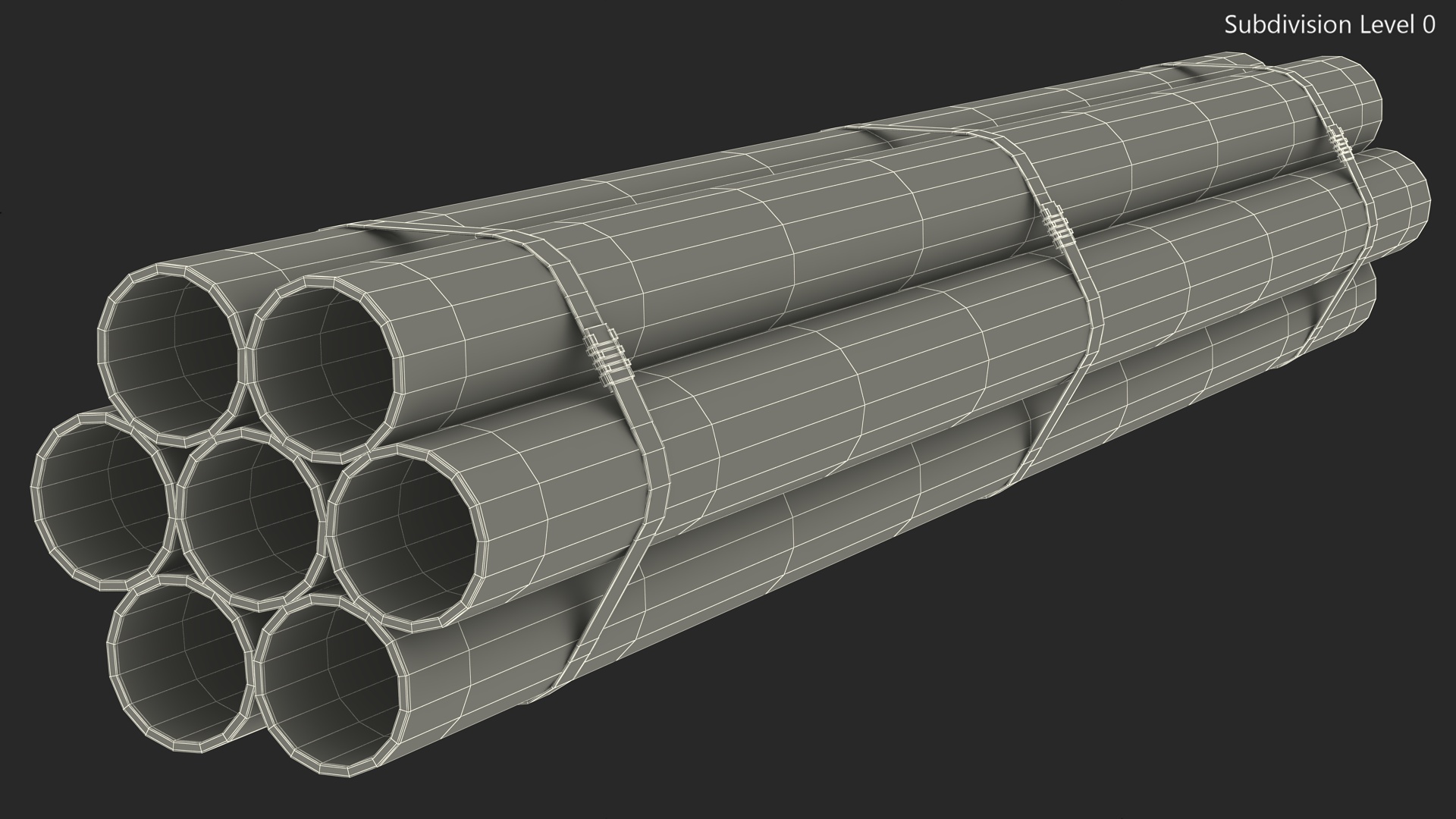 3D model Thick Plastic Pipes Bundle 2 Meters