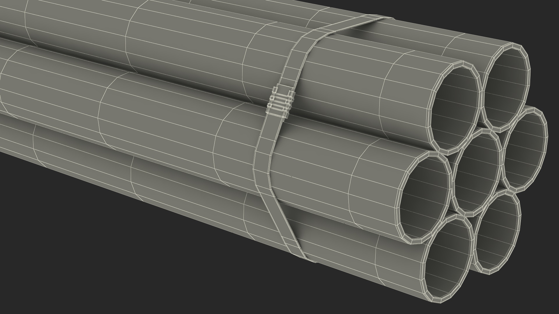 3D model Thick Plastic Pipes Bundle 2 Meters