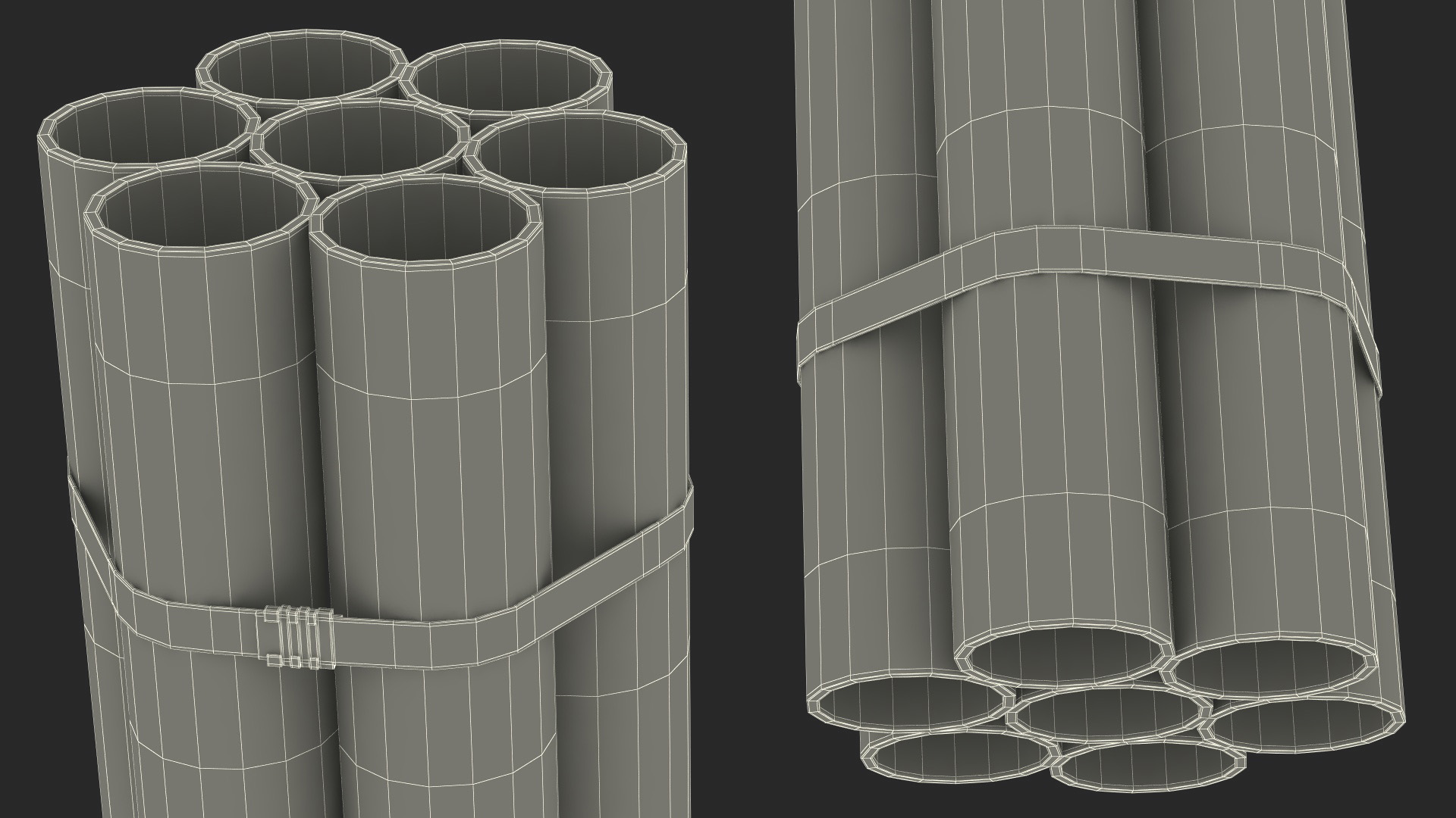 3D model Thick Plastic Pipes Bundle 2 Meters