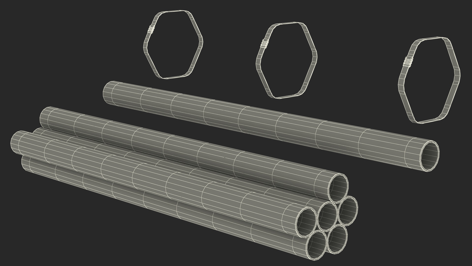 3D model Thick Plastic Pipes Bundle 2 Meters