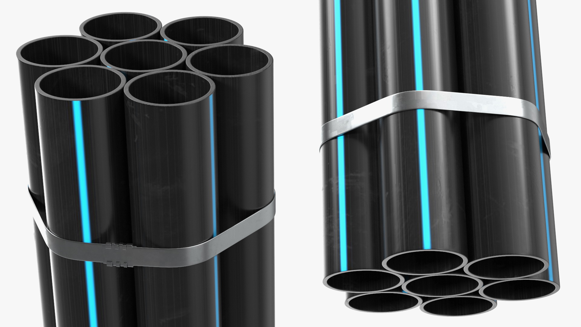 3D model Thick Plastic Pipes Bundle 2 Meters