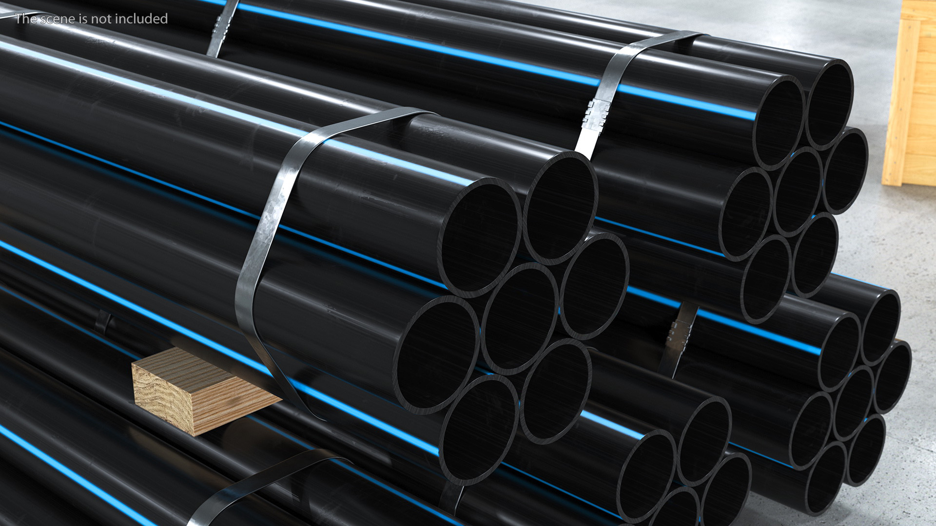 3D model Thick Plastic Pipes Bundle 2 Meters