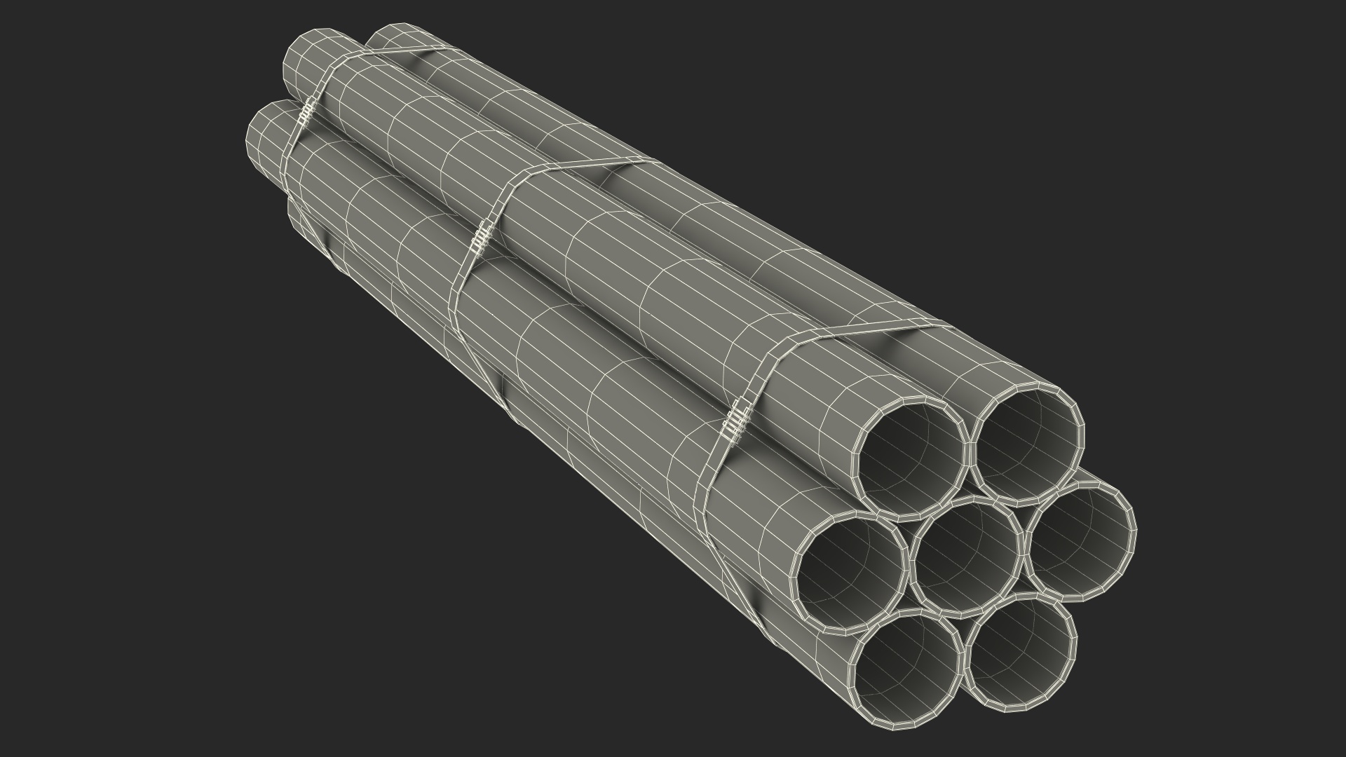 3D model Thick Plastic Pipes Bundle 2 Meters