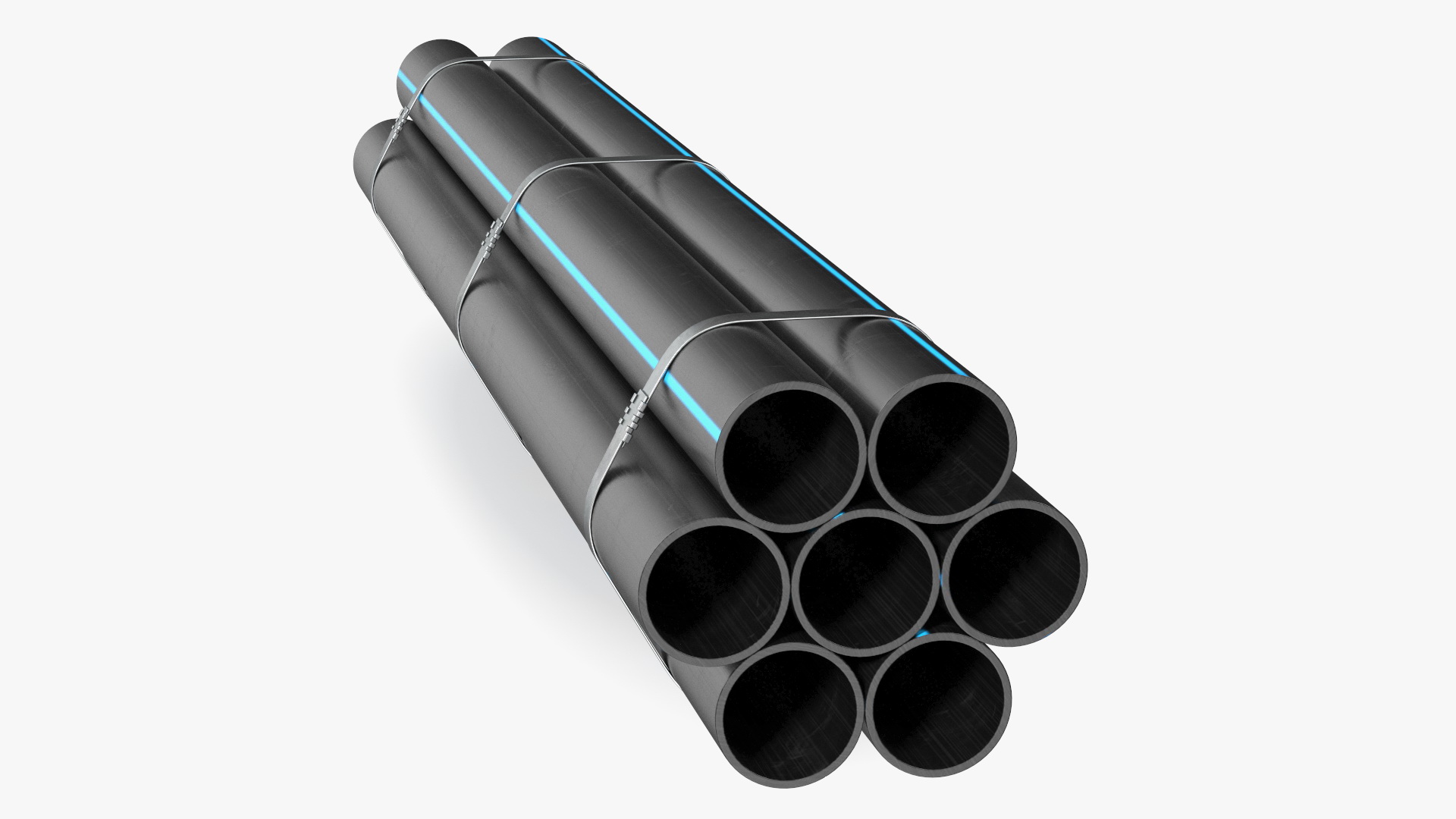 3D model Thick Plastic Pipes Bundle 2 Meters