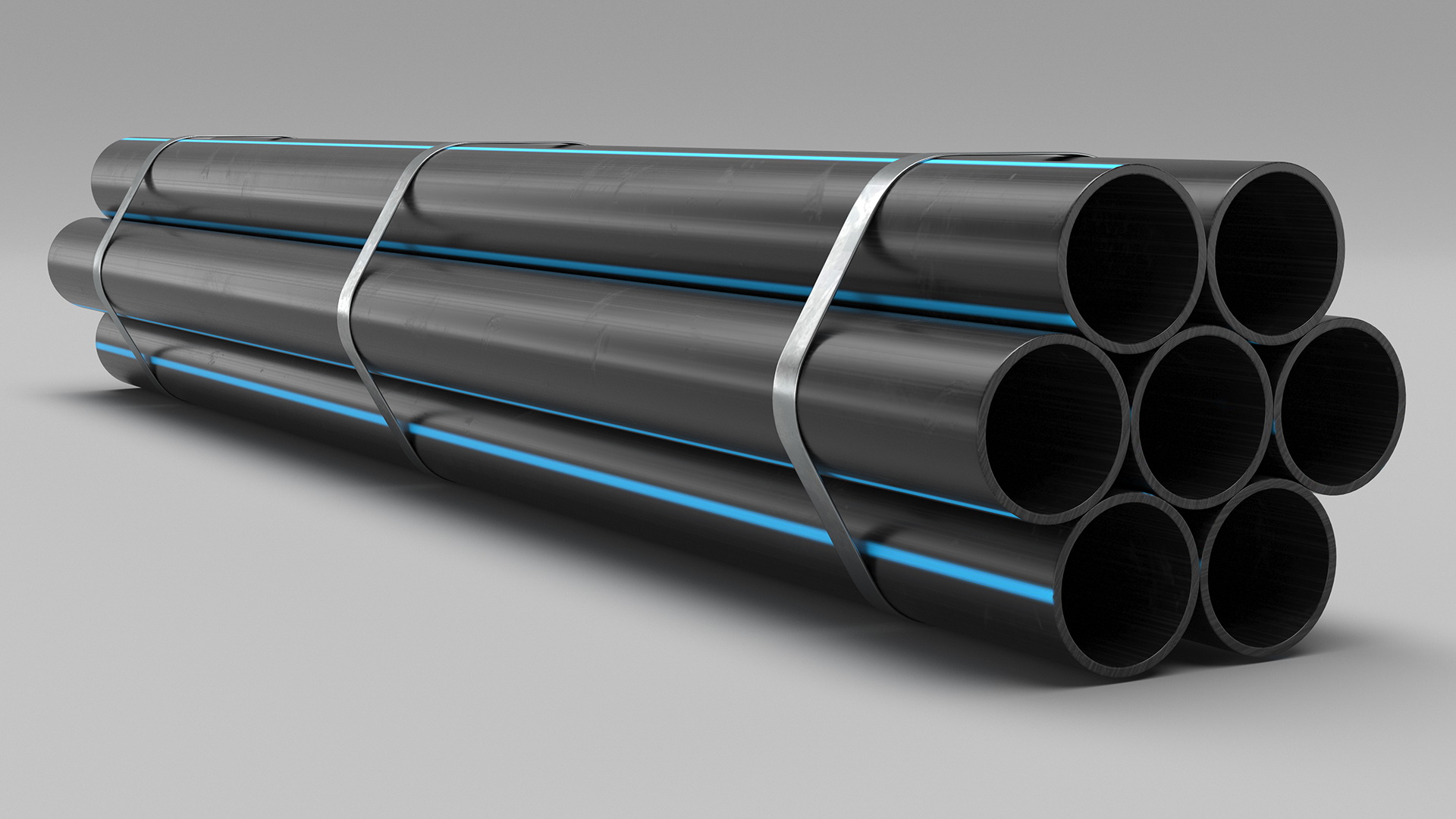 3D model Thick Plastic Pipes Bundle 2 Meters