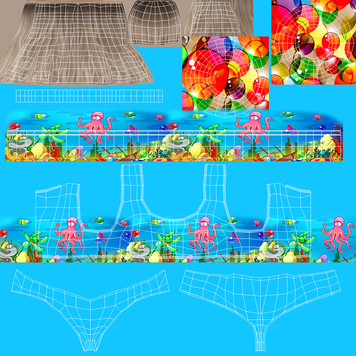 3D Standing Child Girl Beach Style