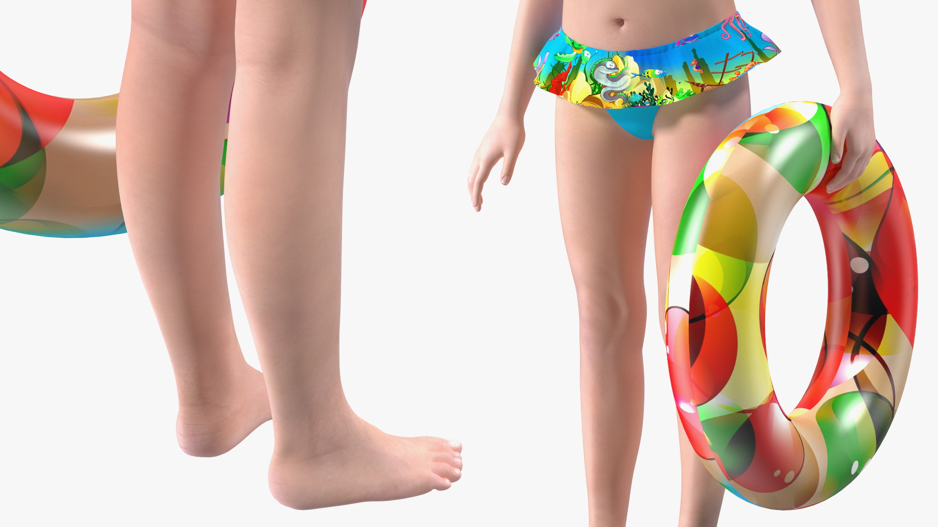 3D Standing Child Girl Beach Style