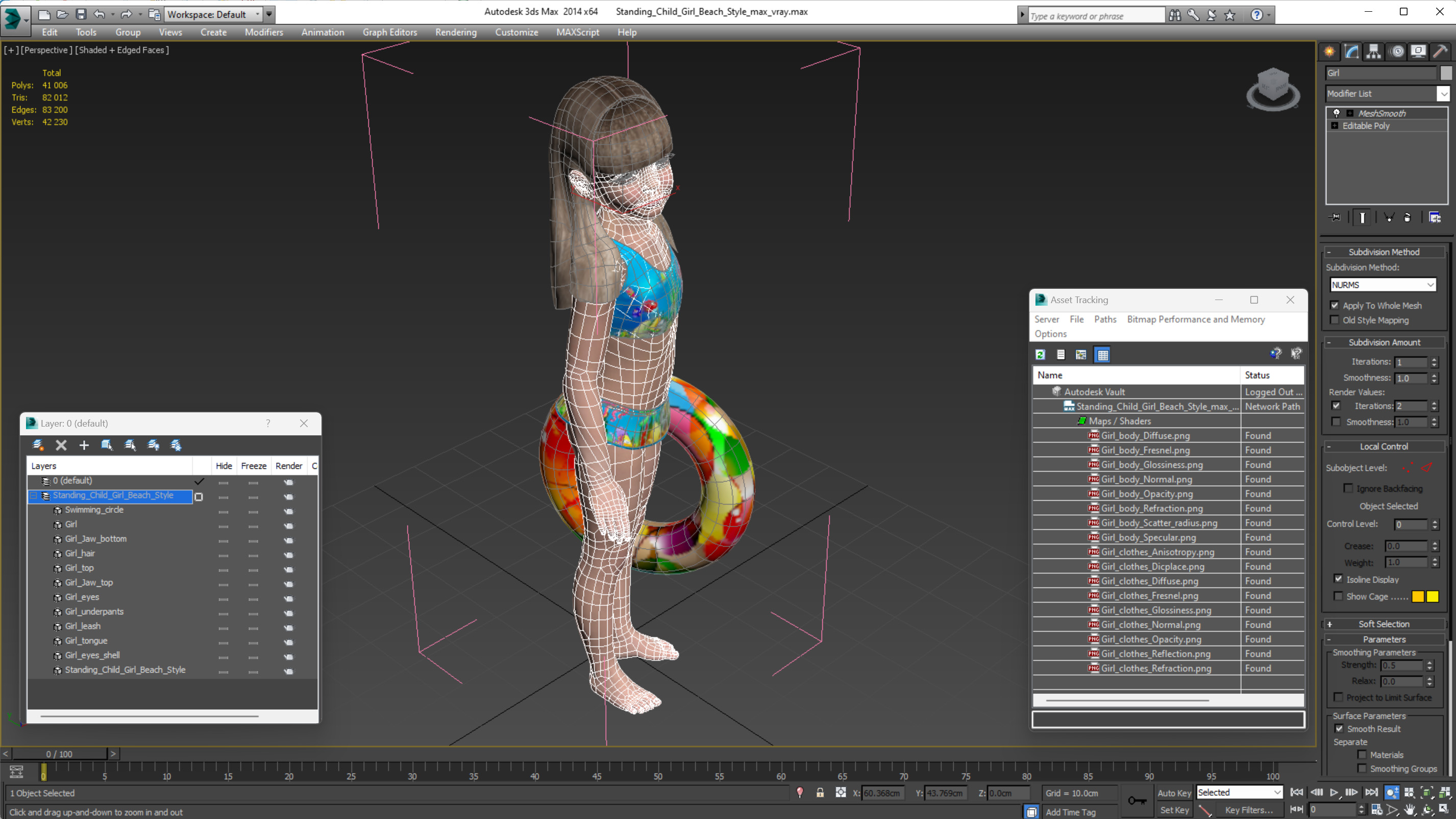 3D Standing Child Girl Beach Style