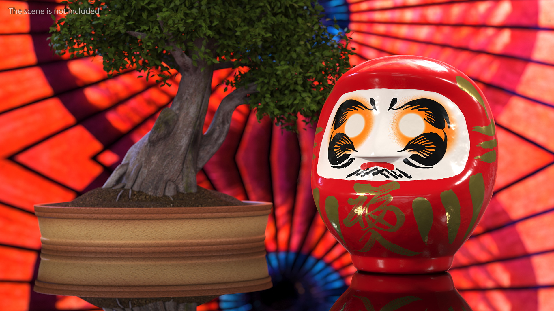 3D Traditional Japanese Daruma Doll Red