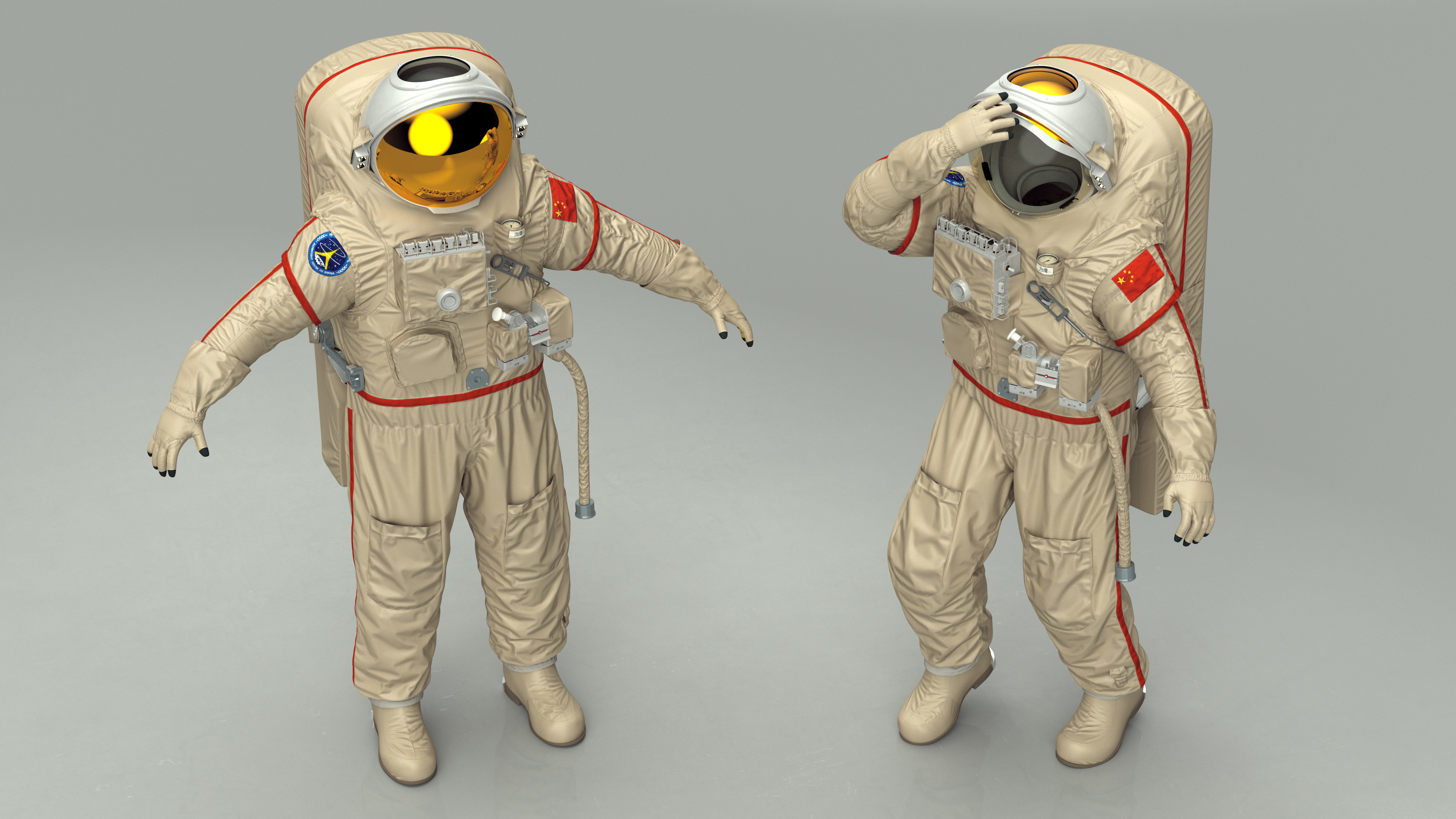 3D model Astronaut Suit Haiying with Helmet Rigged for Maya