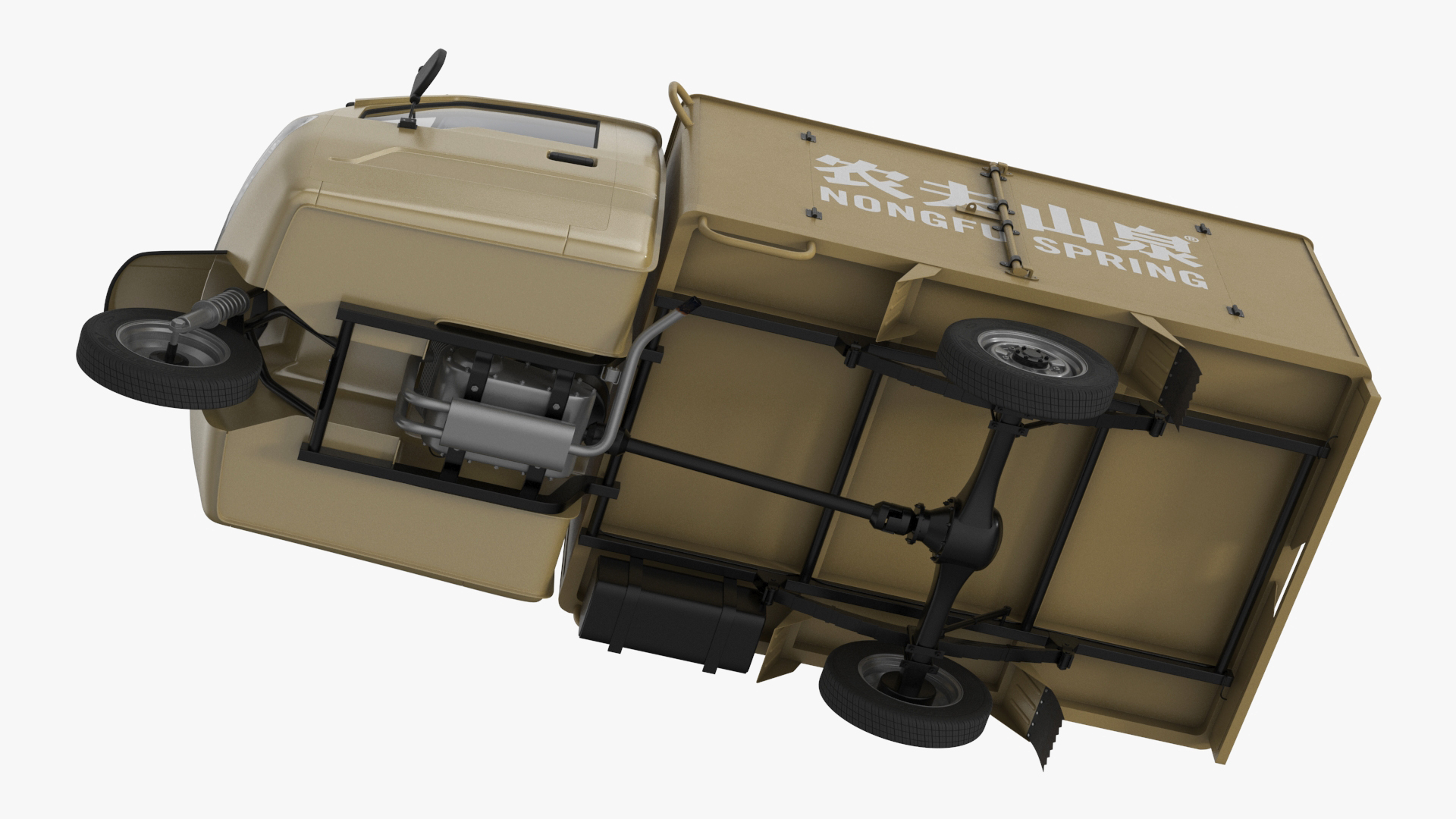 Delivery Trike with Close Body Beige Rigged for Maya 3D