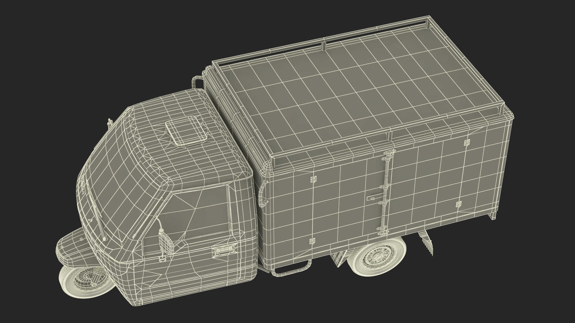 Delivery Trike with Close Body Beige Rigged for Maya 3D