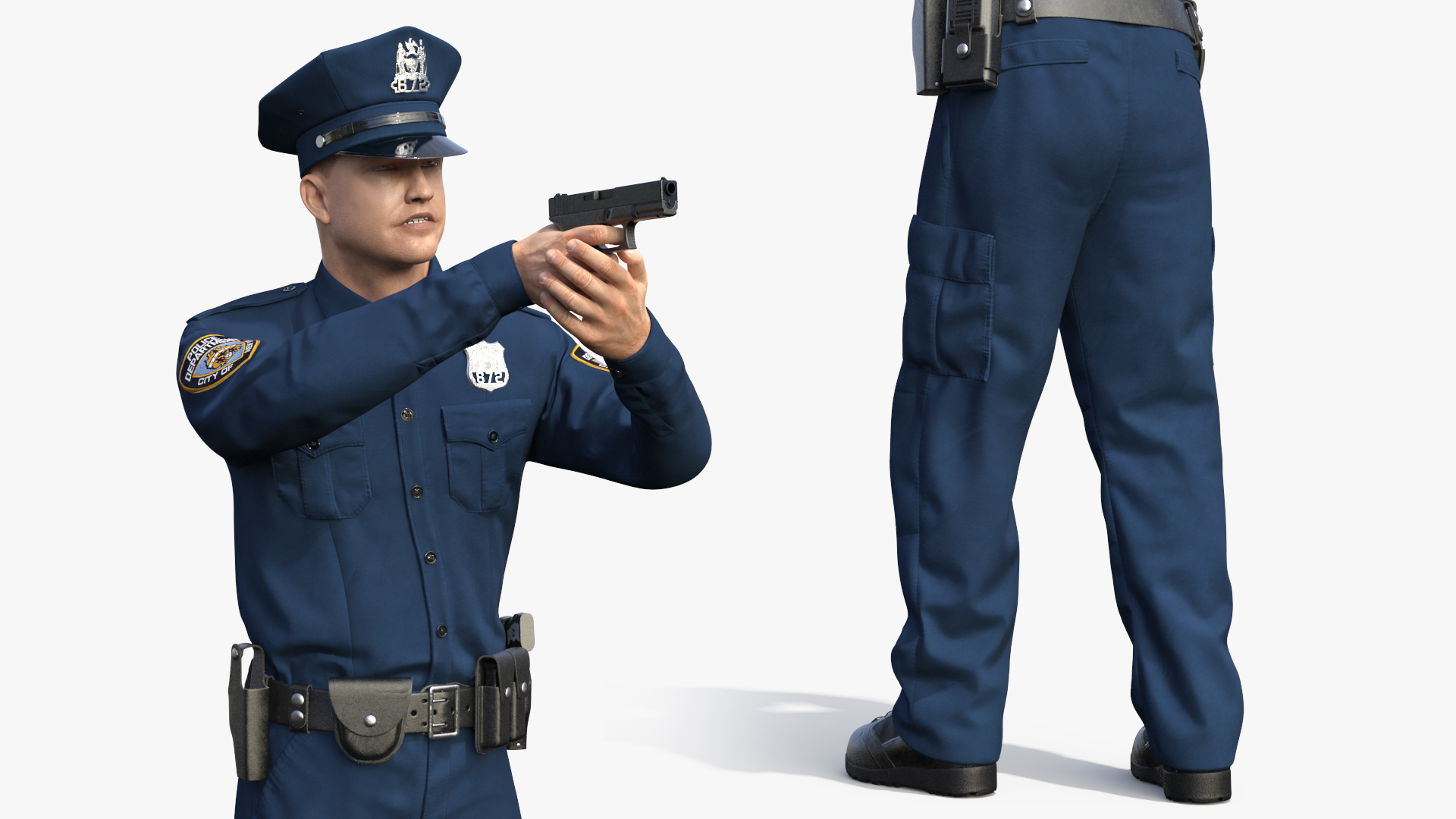 3D model NYPD Police Officer Fur Rigged