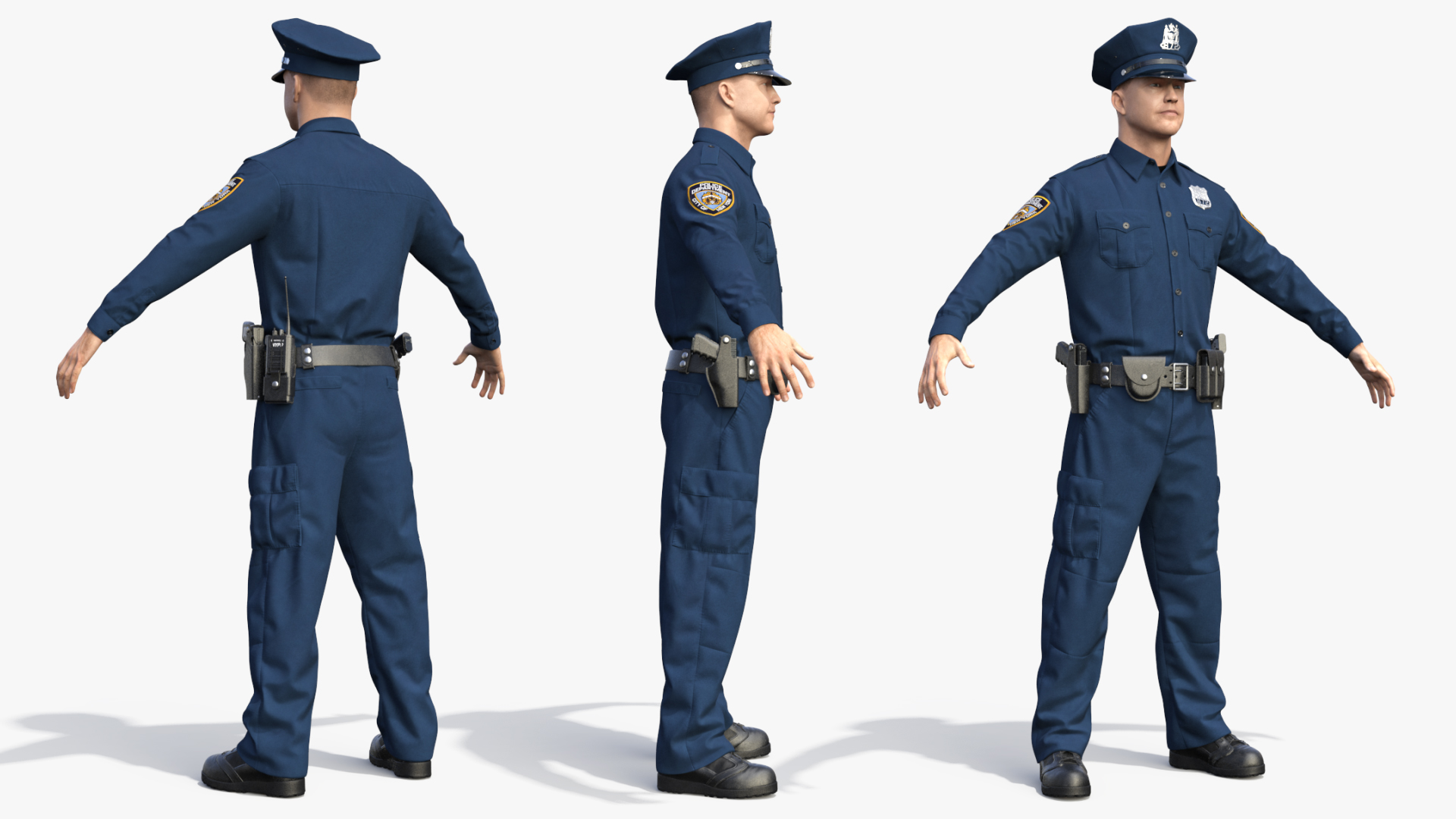 3D model NYPD Police Officer Fur Rigged