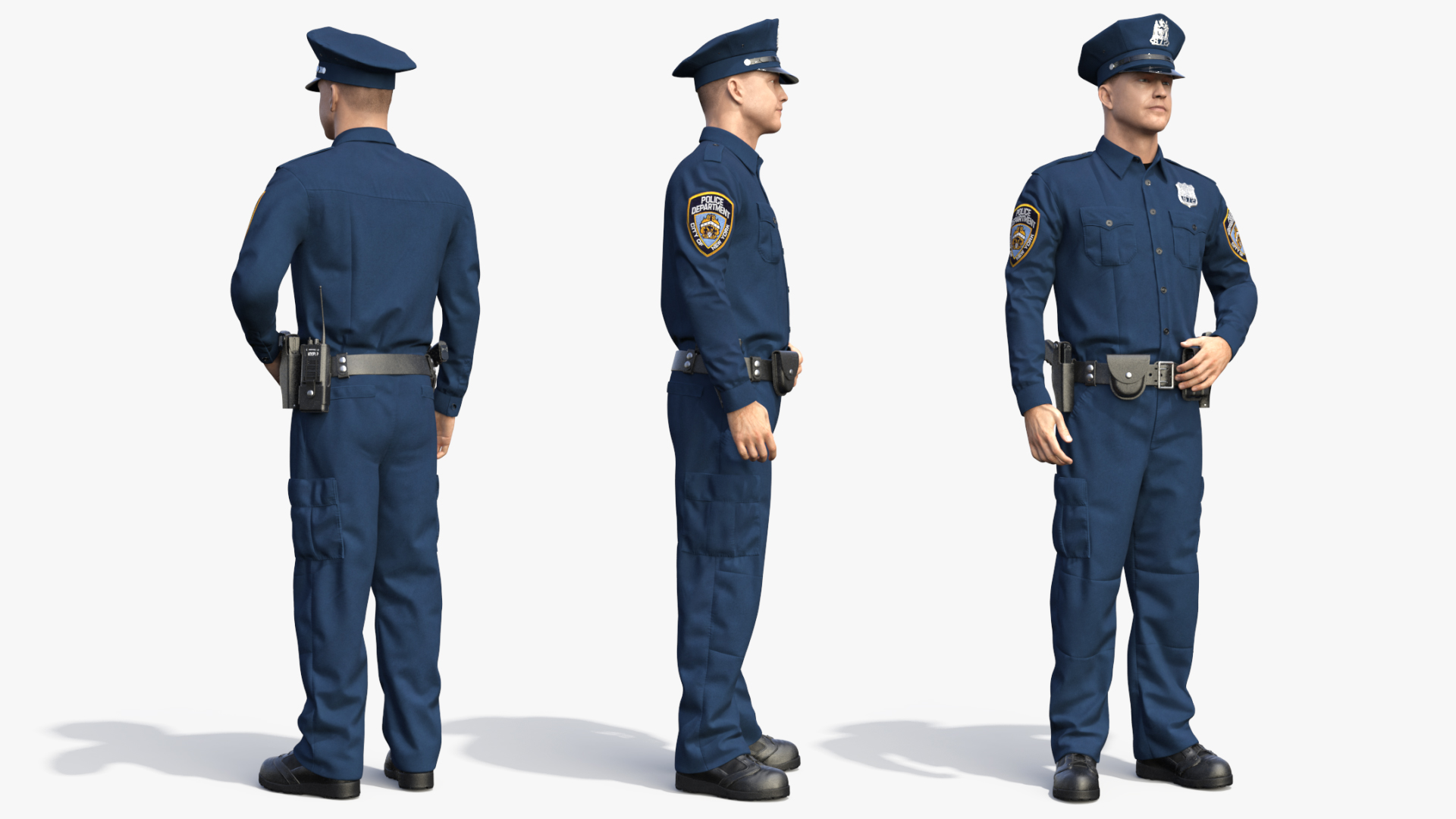 3D model NYPD Police Officer Fur Rigged