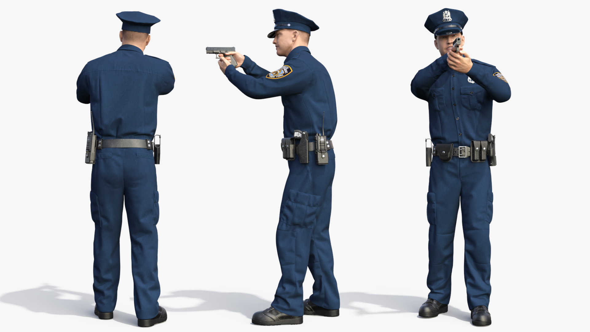 3D model NYPD Police Officer Fur Rigged