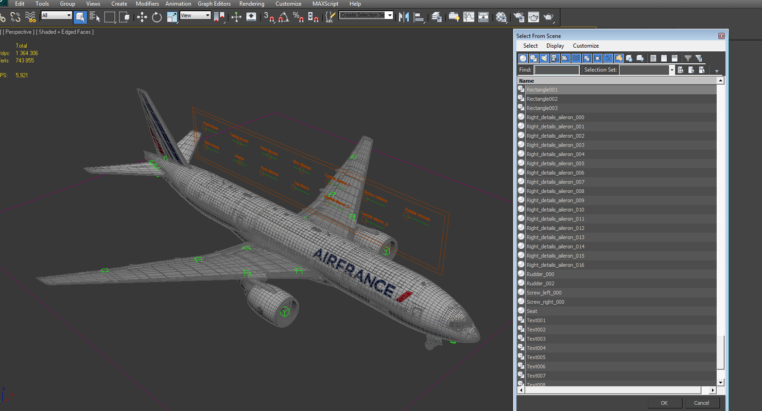 Boeing 777 200 Air France Rigged 3D