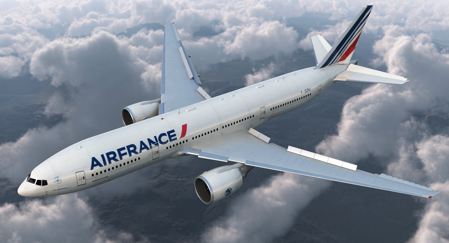 Boeing 777 200 Air France Rigged 3D