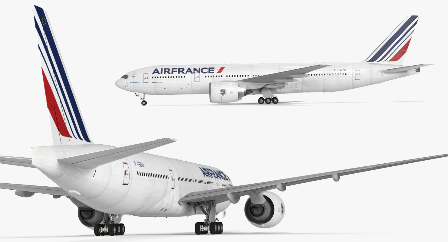 Boeing 777 200 Air France Rigged 3D