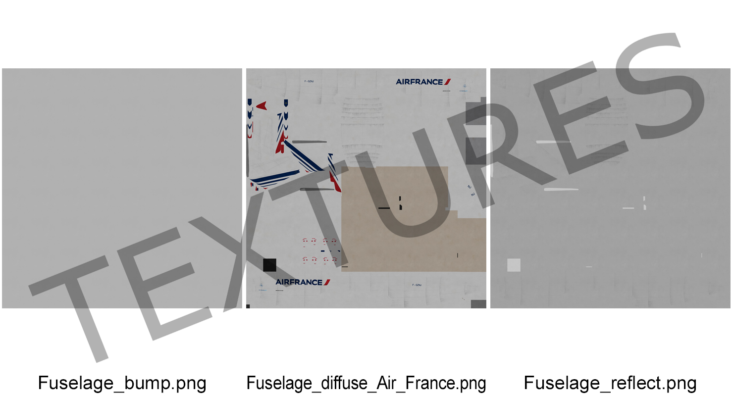 Boeing 777 200 Air France Rigged 3D