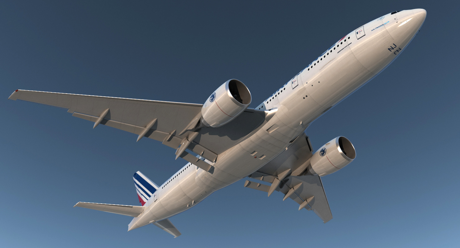 Boeing 777 200 Air France Rigged 3D