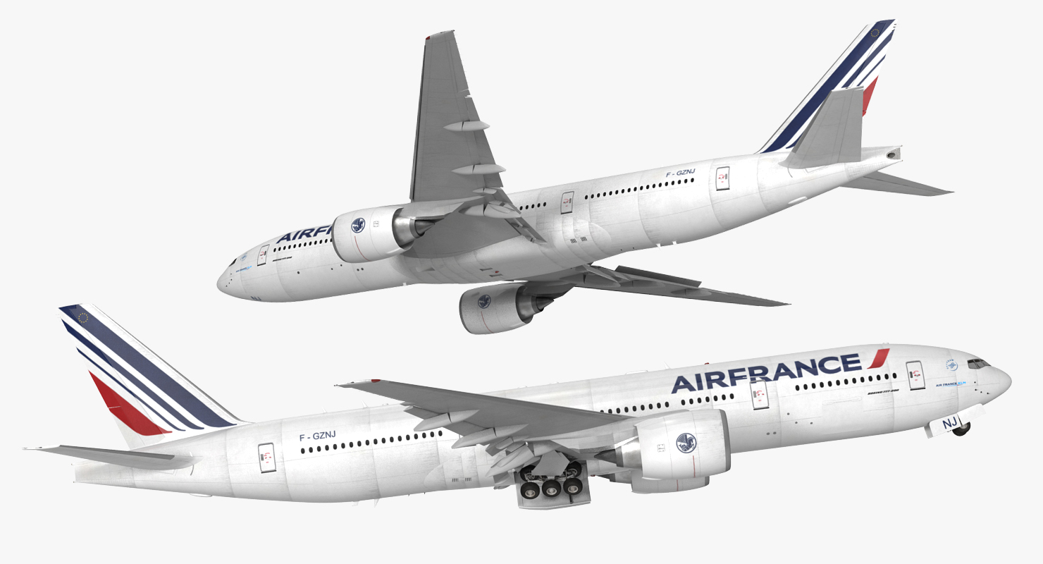 Boeing 777 200 Air France Rigged 3D